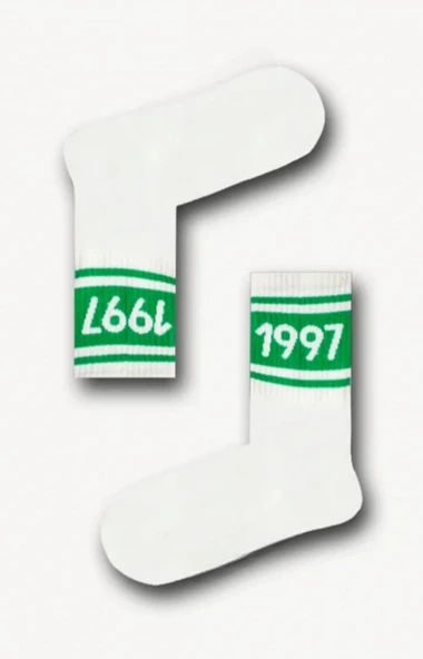 Littlehappiness70 Unisex Yetişkin 1997 Desenli Kolej Çorap ürün görseli 1