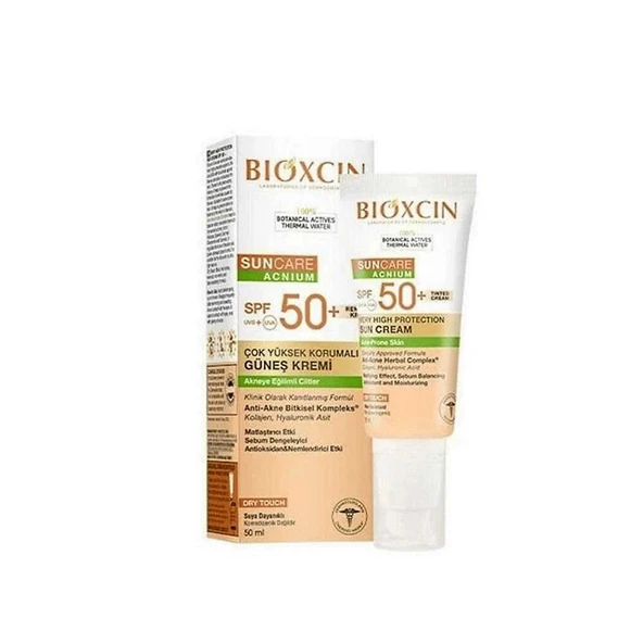 Bioxcin Sun Care Çok Yüksek Korumalı Akneye Eğilimli Ciltler İçin Renkli Güneş Kremi SPF50+ 50ml ürün görseli 1