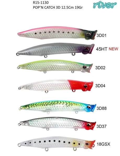 River Pop N Catch 3D 125 12.5cm 19gr Su Üstü Popper Yem ürün görseli 1