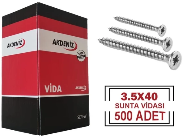 3,5x40 Sunta Vidası 500 Adet ürün görseli 1