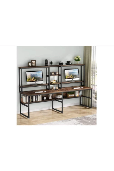 Zizuva Tasarım Iki Kişilik Raflı Ergonomik Çalışma Masası ürün görseli 1