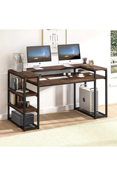 Zizuva Tasarım Monitor Raflı Çalışma Masası ürün görseli 1