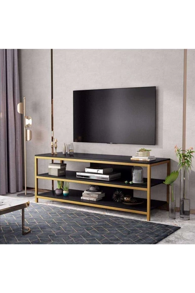 Zizuva Tasarım Siyah Gold Tv Ünitesi&sehpası ürün görseli 1