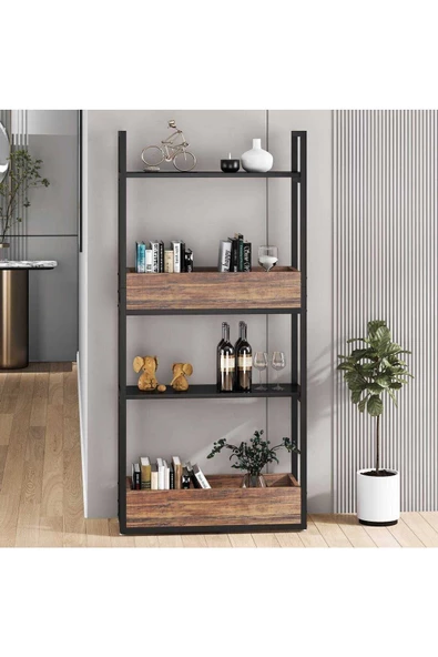Zizuva Tasarım 4 Raflı Dekoratif Kitaplık Modeli ürün görseli 1