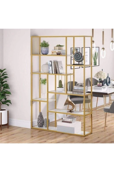 Zizuva Tasarım Gold 7 Raflı Kitaplık Ve Düzenleyici ürün görseli 1