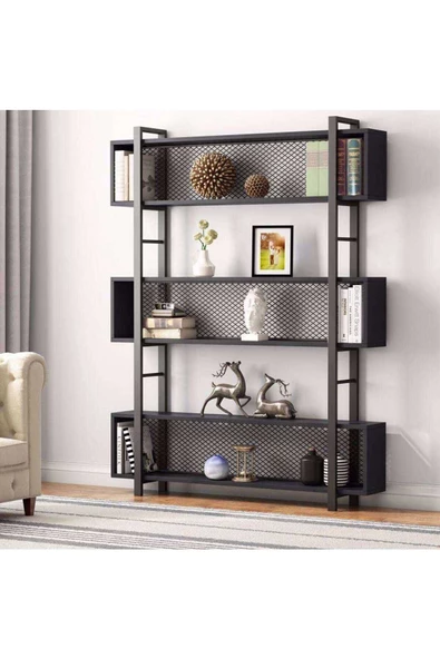 Zizuva Tasarım Telli Modern Siyah Kitaplık ürün görseli 1