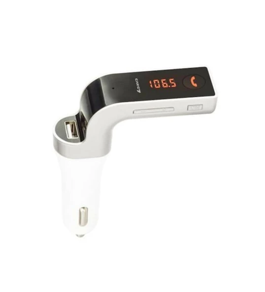 Torima Carg7 Bluetooth Araç Fm Transmitter Usb Girişli Beyaz Android Ios Cihazlar Uyumlu+AUX kablo ürün görseli 1