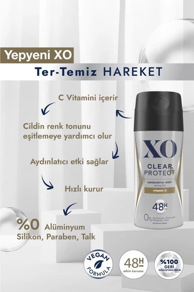 Xo Clear & Protect Men Deodorant 150 ml - Resim 2