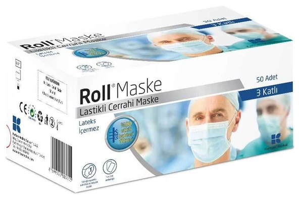 Roll Maske Steril Lastikli 3 Katlı 50 Adet ürün görseli 1