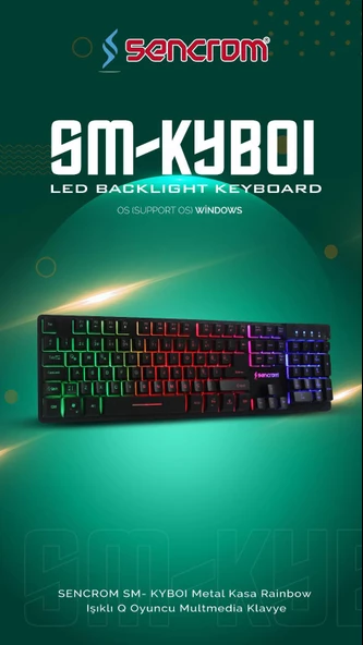 Sencrom SM-KYB01 Mekanik Işıklı Oyuncu Klavyesi ürün görseli 1