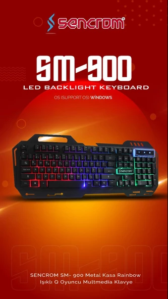 Sencrom SM-900 Metal Işıklı Oyuncu Klavyesi ürün görseli 1