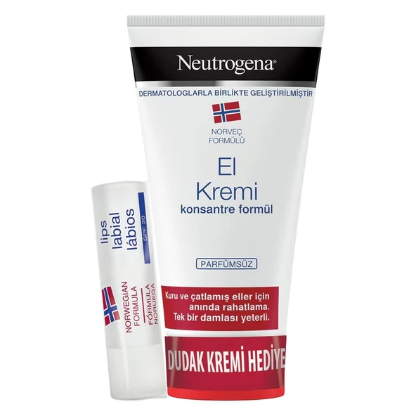 Neutrogena Parfümsüz El Kremi 75 ml + Dudak Kremi Hediyeli ürün görseli 1
