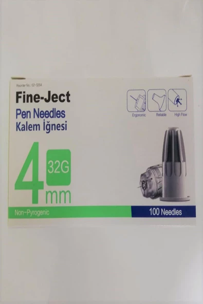 Fine-Ject 4mm Kalem İğnesi 100 Adet ürün görseli 1