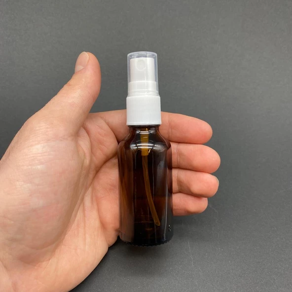 30 Ml Amber Cam Şişe Beyaz Spreyli ,  30Cc Amber Spreyli Boş Şişe x 6 Adet ürün görseli 1