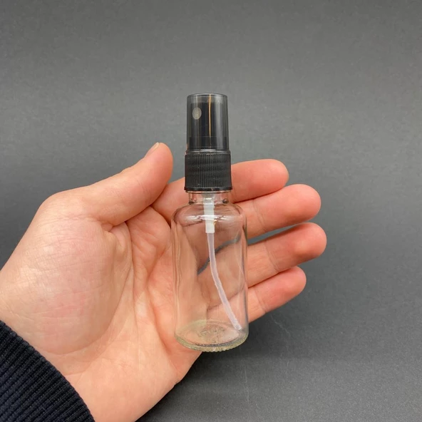 30 Ml Şeffaf Cam Şişe Siyah Spreyli ,  30Cc Şeffaf Spreyli Boş Şişe x 6 Adet ürün görseli 1