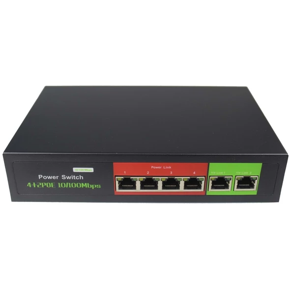 4 Port Poe Switch + 2 Port Uplink Port ürün görseli 1