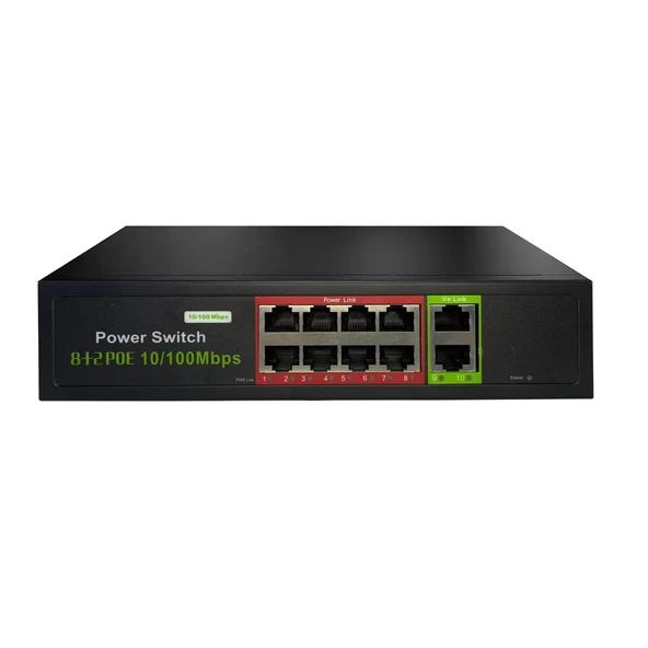 8 Port Poe Switch + 2 Port Uplink Port ürün görseli 1