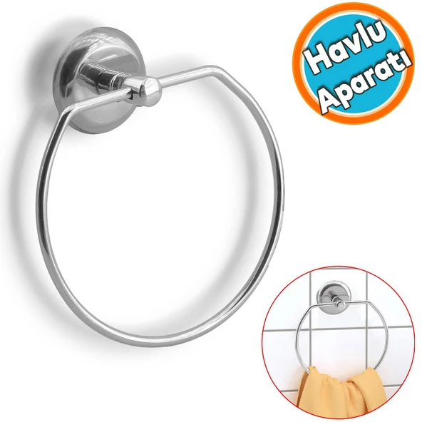 Bez Havluluk Aparatı Lavabo Banyo Mutfak Bez Havlu Askısı Krom Paslanmaz Vidalı Metal ürün görseli 1