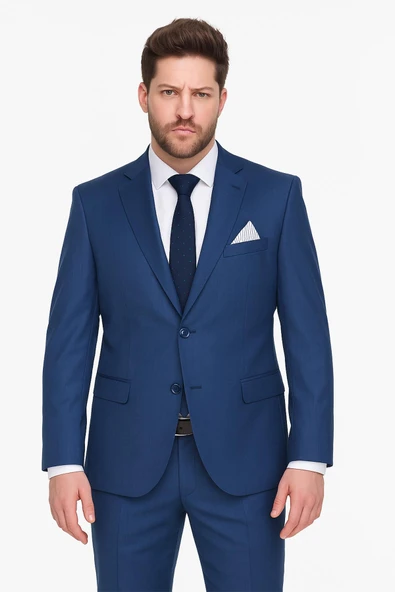 Slim Fit Parlament Mavisi Takım Elbise ürün görseli 1