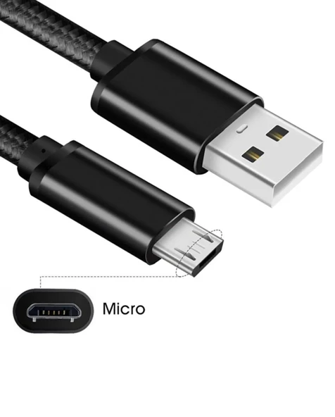 Micro USB Girişli Telefonlara Uyumlu Hasır Micro Kopmaz Bükülmez Şarj Aleti Kablosu Şarj Veri Kablo ürün görseli 1