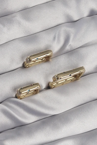 Pirinç Gold Renk Renkli Zirkon Taşlı Kare Model Küpe Seti - EBJ240807W25519 ürün görseli 1