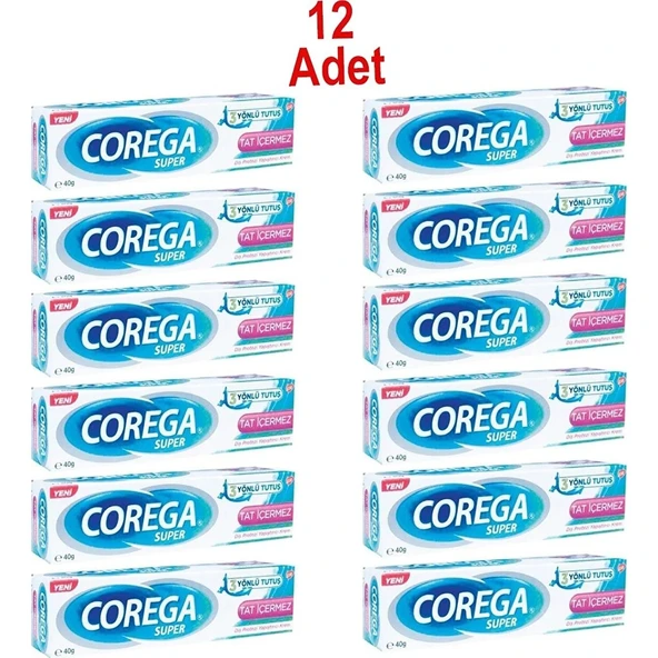 Corega Super Tat İçermez Diş Protezi Yapıştırıcı Krem 40 gr 12 Adet ürün görseli 1