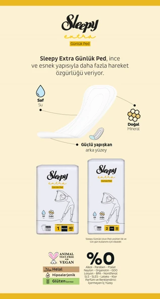Sleepy Extra Günlük Ped Normal 720 Adet Mega Pk (18PK*40) - Resim 7