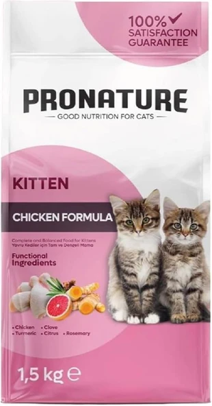 Pronature Daily Growth Tavuklu ve Pirinçli Yavru Kedi Maması 1,5 Kg ürün görseli 1