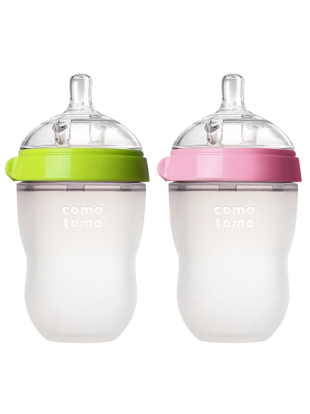 Comotomo Antikolik Silikon Biberon 2li 250ml Yeşil ve Pembe ürün görseli 1
