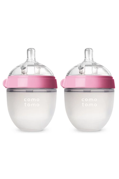 Comotomo Antikolik Silikon Biberon 2'li 150ml Pembe - Yavaş Akışlı (0-3 AY) Yenidoğan ürün görseli 1