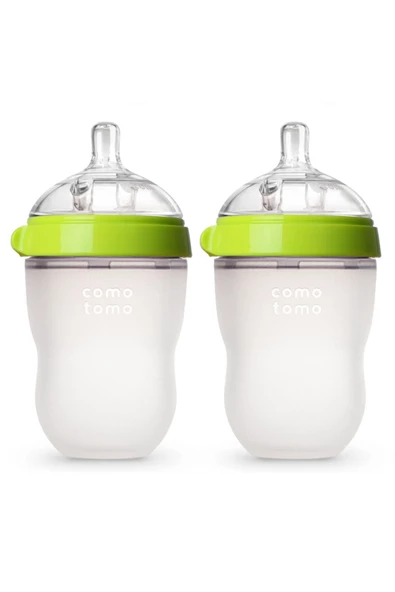 Comotomo Antikolik Silikon Biberon 2'li 250ml Yeşil- Orta Akışlı (3-6 AY) ürün görseli 1