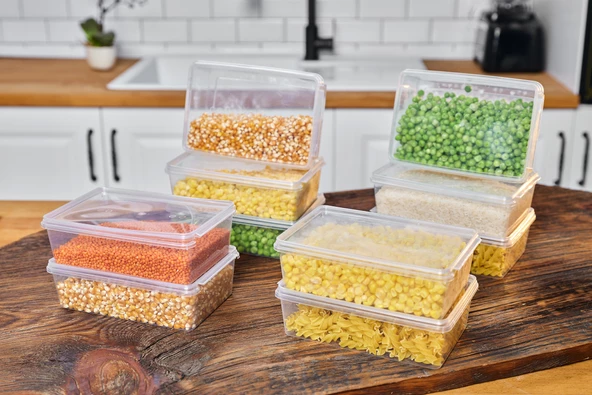 SUPERPUP Plastik Saklama Kabı 1 Ltre 10 Adet Kendinden Kapaklı Dondurucu Kabı Hava Almaz 19x13x6 Cm ürün görseli 1