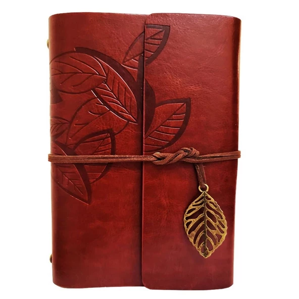 Yaprak Desenli Kahverengi Deri Defter ürün görseli 1