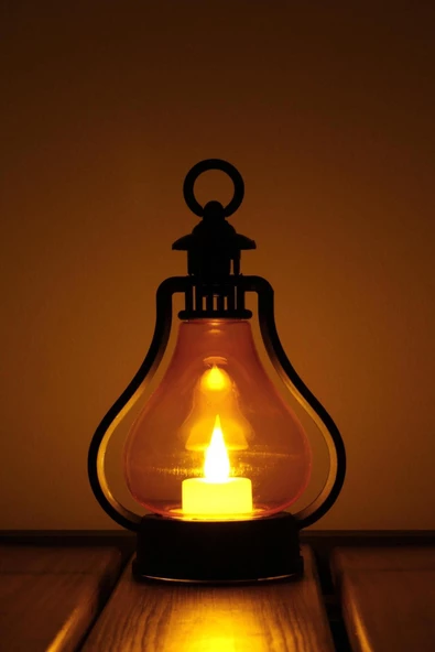 Led Mum Vintage Retro Gaz Lambası Tipi Pilli Dumansız Alevli Dekoratif Yapay Mum Işıldak El Lambası ürün görseli 1
