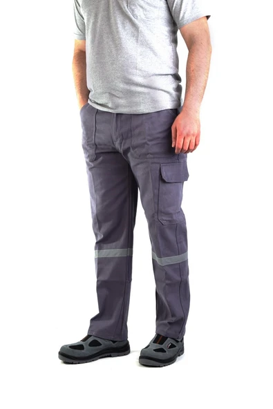 ESER - 7-7 Gabardin Kom.Cepli İş Pantolonu Reflektörlü - Kışlık-Gri ürün görseli 1