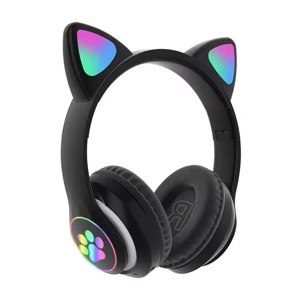 Kablosuz Kedi Kulaklık Işıklı Kulaküst Mikrofonlu Bluetooth Hafıza Kart Girişli Kulaklık ürün görseli 1