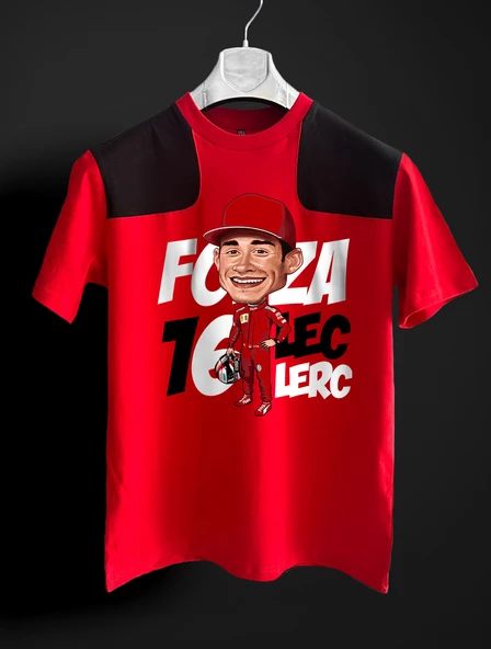 Forza Leclerc 16 F1 Kırmızı-Siyah Tshirt ürün görseli 1