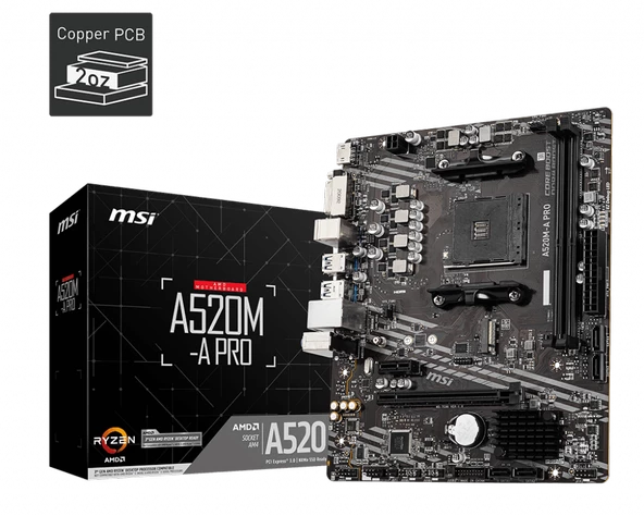 MSI A520M-A PRO DDR4 4600/1866Mhz M.2 mATX AM4 ürün görseli 1