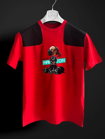 Lewis Hamilton Pixel kırmızı siyah F1 T-shirt ürün görseli 1