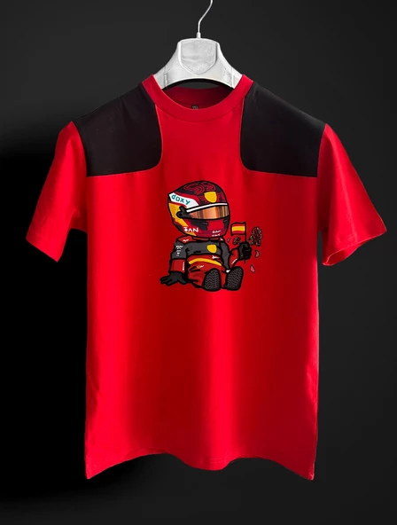 Carlos Sainz Pixel kırmızı siyah F1 T-shirt ürün görseli 1
