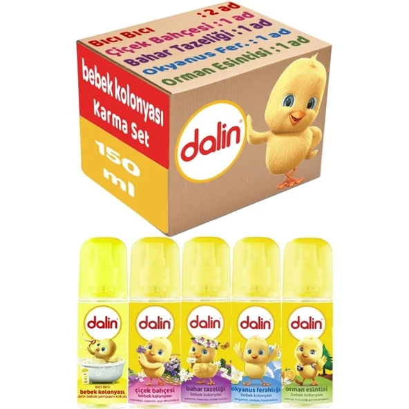 Dalin Bebek Kolonyası 150ML (Bıcı Bıcı-Orman-Çiçek-Deniz-Bahar) Karma 6 Lı Set ürün görseli 1