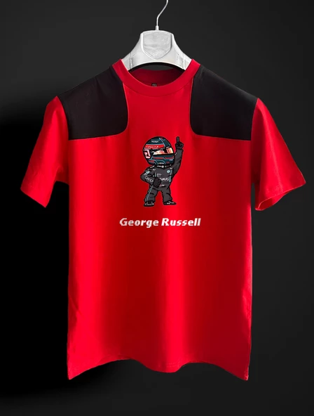 George Russell Pixel kırmızı siyah F1  T-shirt ürün görseli 1