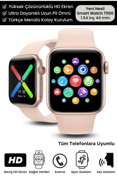 Premium T500 Plus Ips Ekran Spor Sağlık Sensörlü Ios Android Uyumlu Tansiyon Nabız Ölçer Akıllı Saat ürün görseli 1