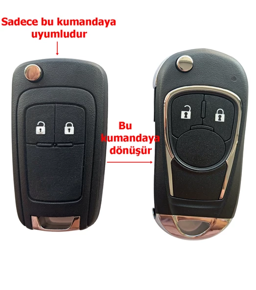 Chevrolet Cruze Uyumlu Çevirici Modifiye Dönüşüm Kumanda Anahtar Kabı Oto Anahtarlık Logolu 2 Tuş ürün görseli 1