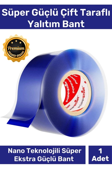 Ekstra Güçlü Hava Su Sızdırmaz İzolasyon  Çok Amaçlı Çift Taraflı Silikon Bant 18mm x 1.5m - 1 Adet ürün görseli 1