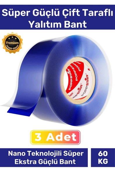 Ekstra Güçlü Hava Su Sızdırmaz İzolasyon Çok Amaçlı Çift Taraflı Silikon Bant 18mm x 1.5m - 3 Adet ürün görseli 1