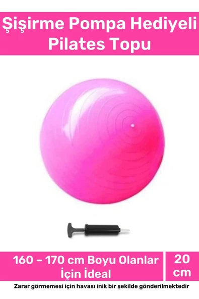 Profesyonel Seri Dayanıklı Yüksek Kalite Mini Gymball 20cm Pembe Pilates Topu Şişirme Pompa Hediyeli ürün görseli 1
