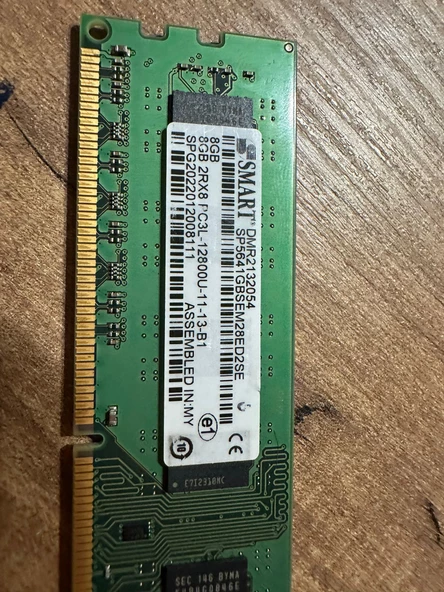 SMART 8GB SPG2022012008111 DMR2132054 SP5641GBSEM28ED2SE 2RX8 PC3L-12800U MASAÜSTÜ RAM BELLEK ürün görseli 1