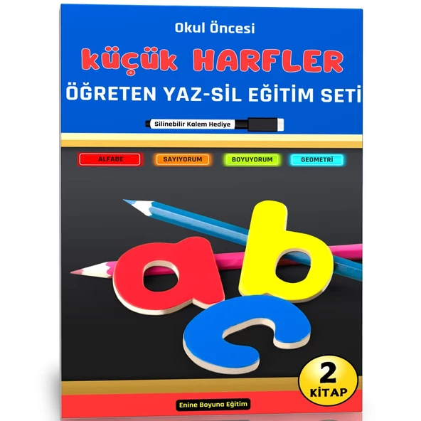 Okul Öncesi Küçük Harfleri Öğreten YAZ-SİL Eğitim Seti (2 Kitap) ürün görseli 1