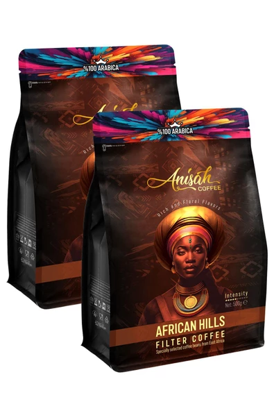 Anisah Coffee African Hills Filtre Kahve | 2x500 Gr | %100 Arabica Doğu Afrika Blend | Orta Kavrum (medium roast) ürün görseli 1